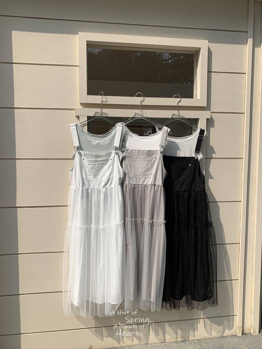 (G16)神美拼接吊帶裙-3色