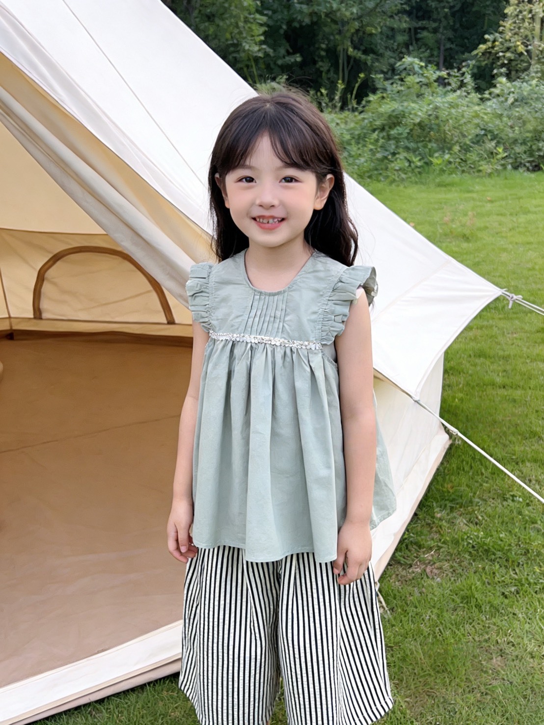 甜美荷葉無袖上衣