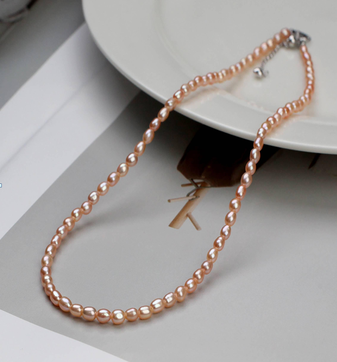 (限量3 ) E01 "米形金橘色珍珠串鏈 3-4mm (DSCL-S-020-269)" $288