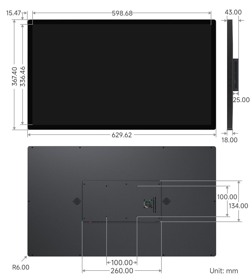 27吋 FHD 電容式觸控螢幕 1920x1080,尺寸規格