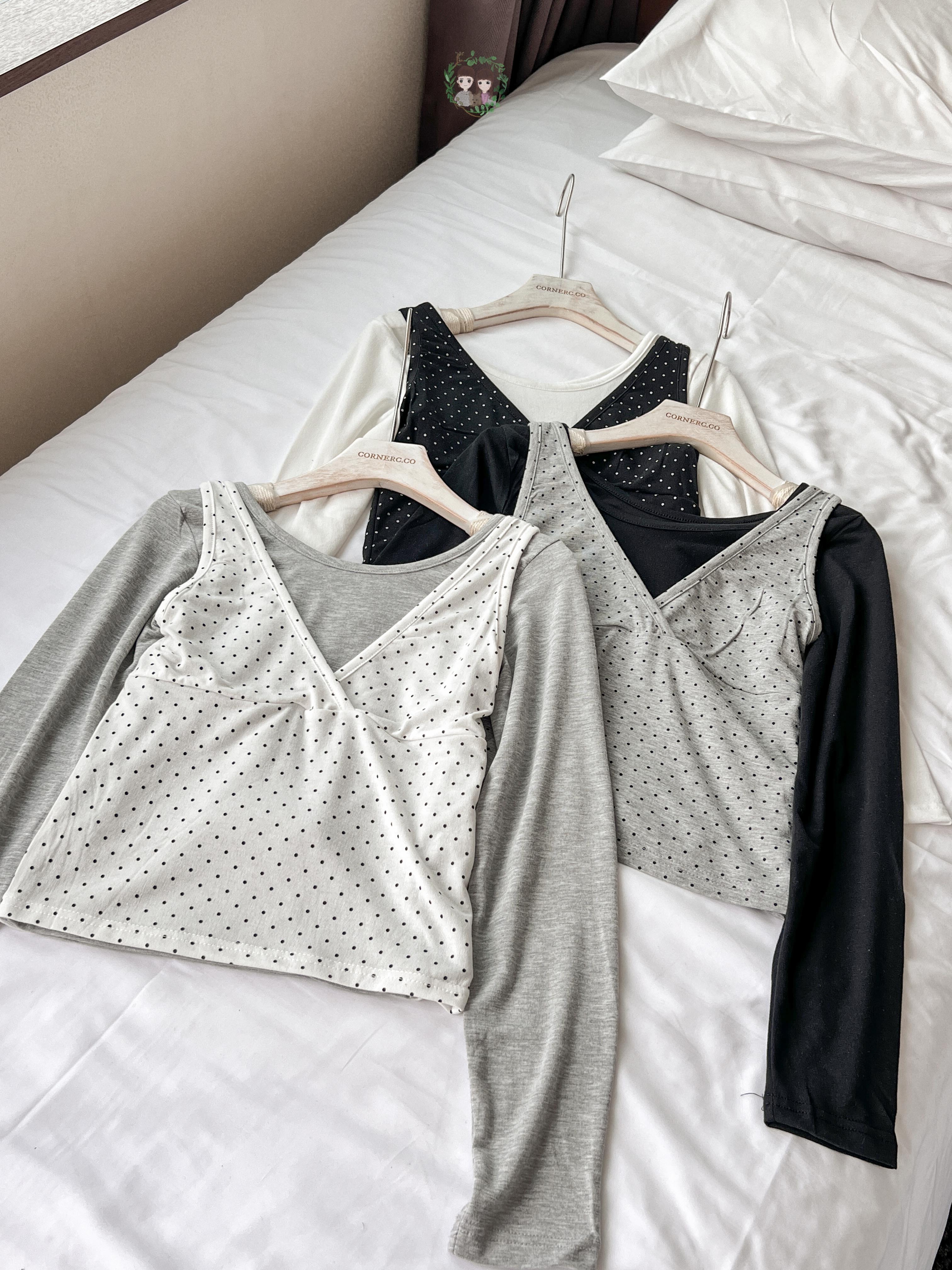 V-neck Polka Dots Co-Ord Set〈🇰🇷DAY 2〉