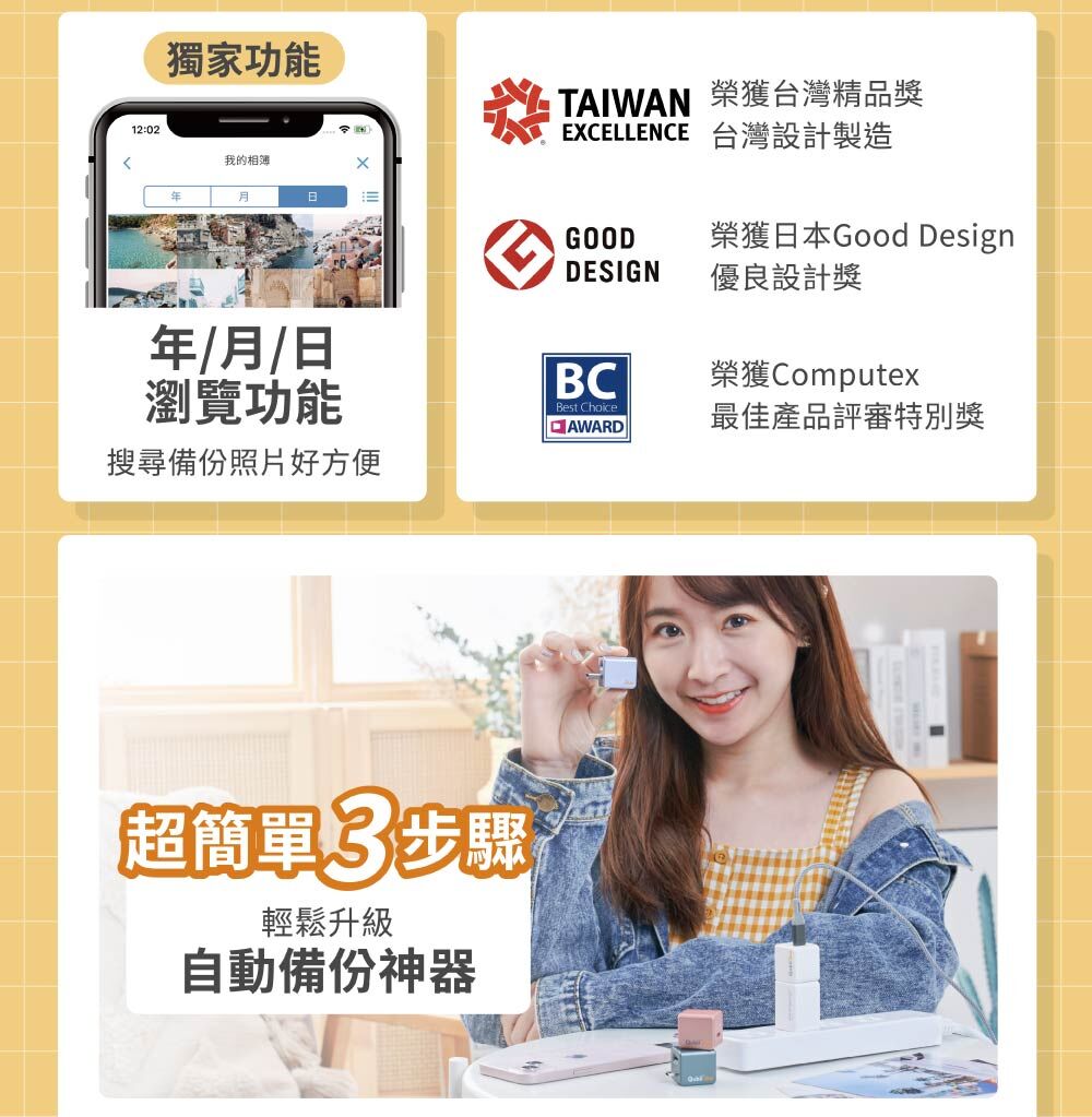 Maktar Qubii Duo USB-A 白色 備份豆腐 介紹圖