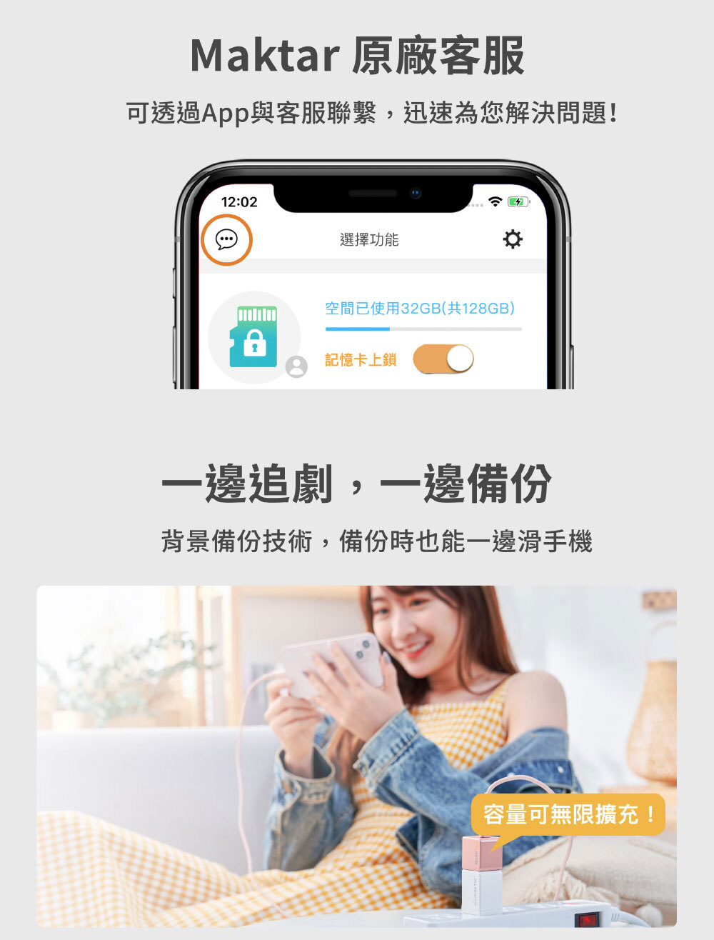 Maktar Qubii Duo USB-A 白色 備份豆腐 介紹圖