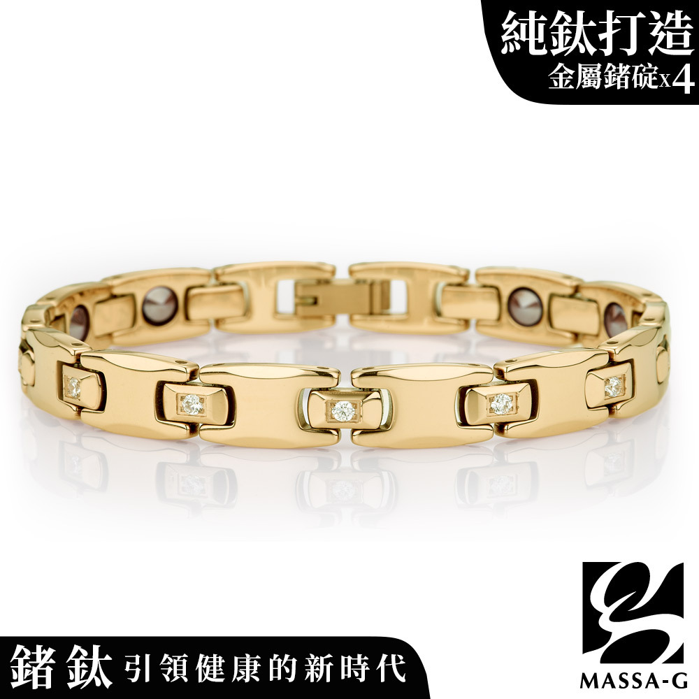 MASSA-G【Persephone波瑟芬妮】純鈦能量手環(金屬鍺4顆金色)
