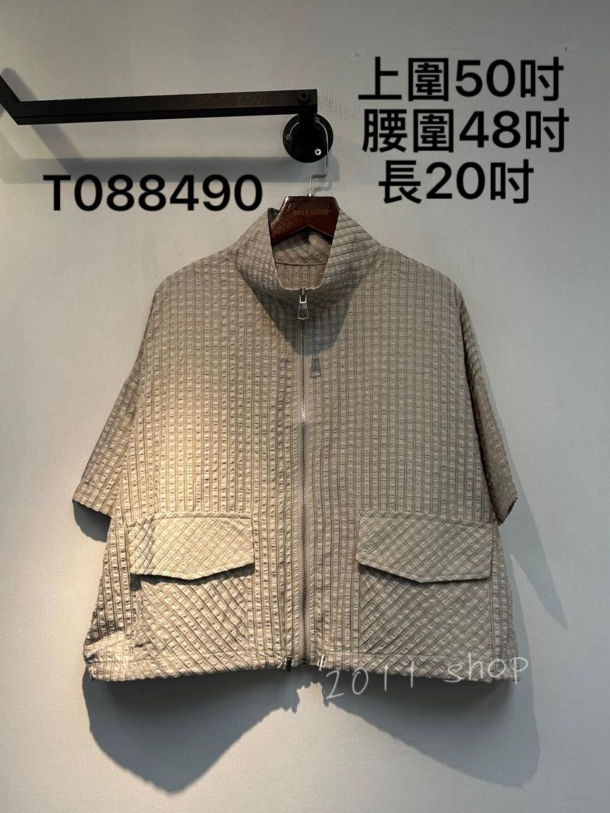 薄款可束格仔拉鍊TOP 上圍50吋  腰圍48吋 長20吋 T088490