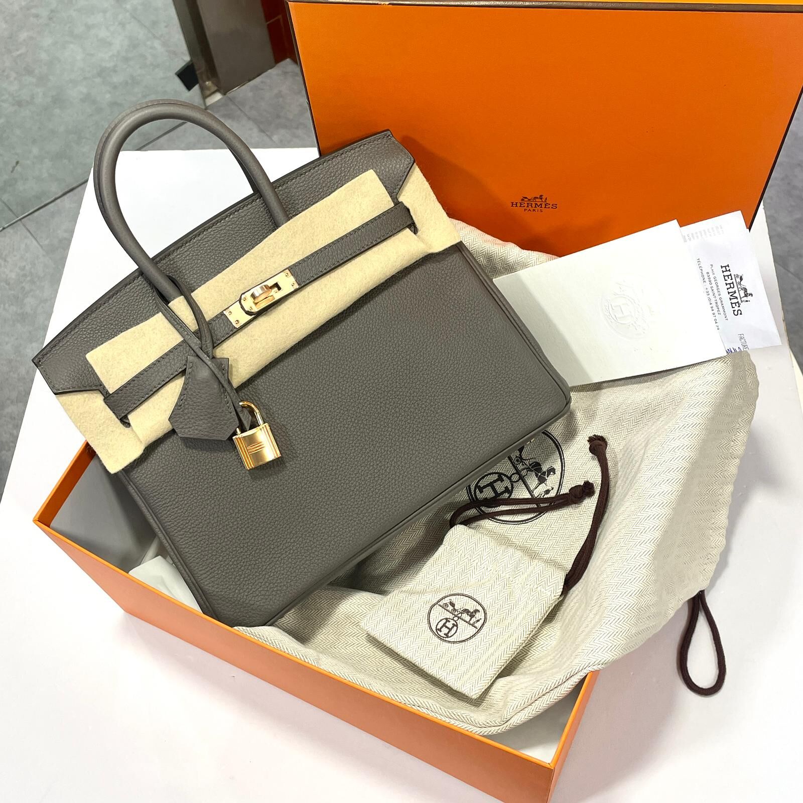 未使用品!!!全新BIRKIN 25 Z刻 8F/ETAIN TOGO GWH 錫器灰玫瑰金扣 #B25 #愛馬仕 鉑金包 #BRAND NEW #香榭站正品
