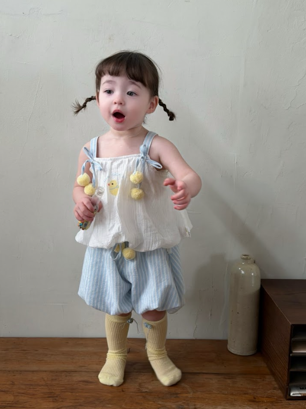 BYC03SE036BL 精靈小鴨吊帶背心泡泡套裝