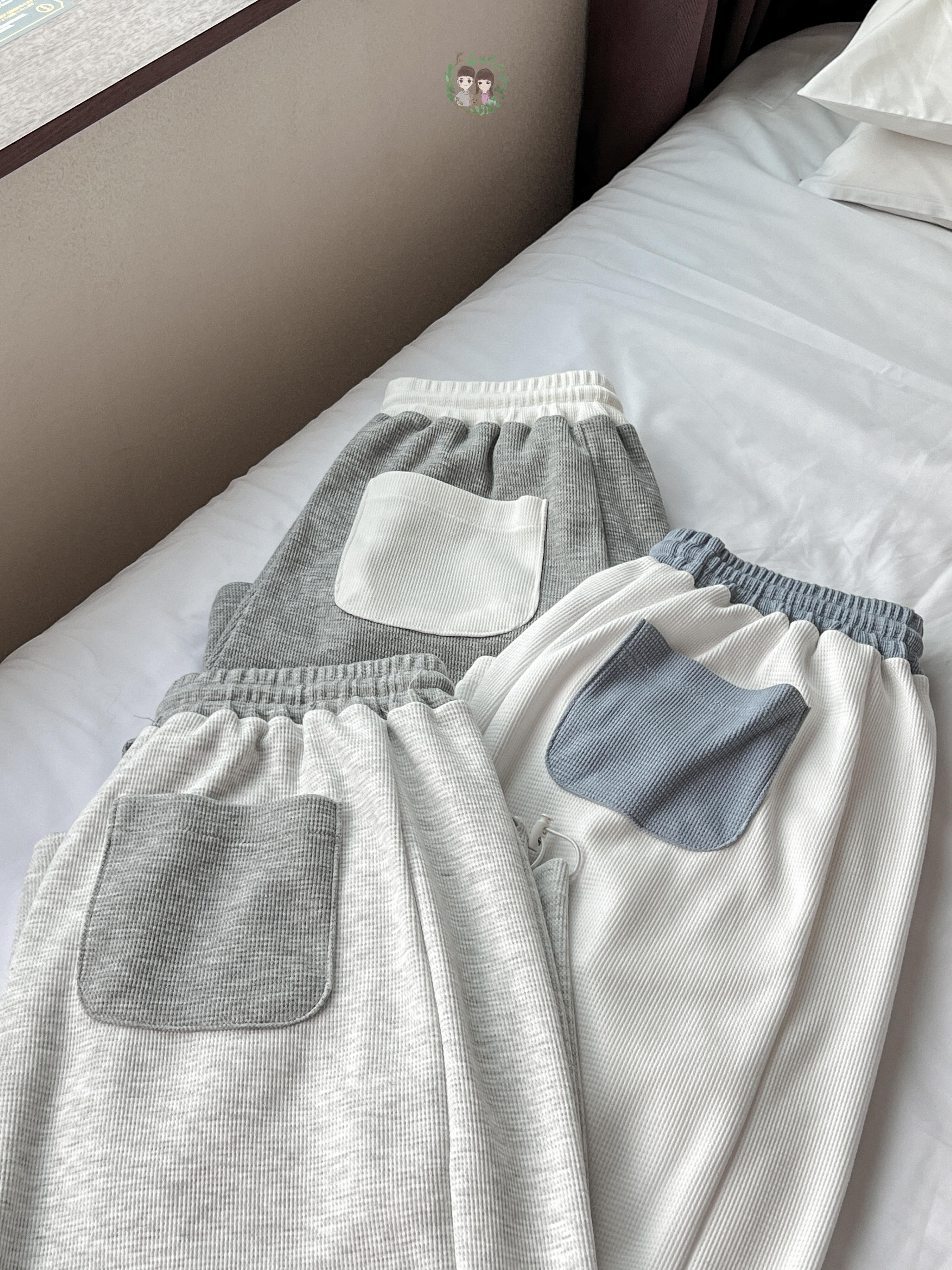 撞色口袋窩夫格棉褲〈🇰🇷DAY 2〉