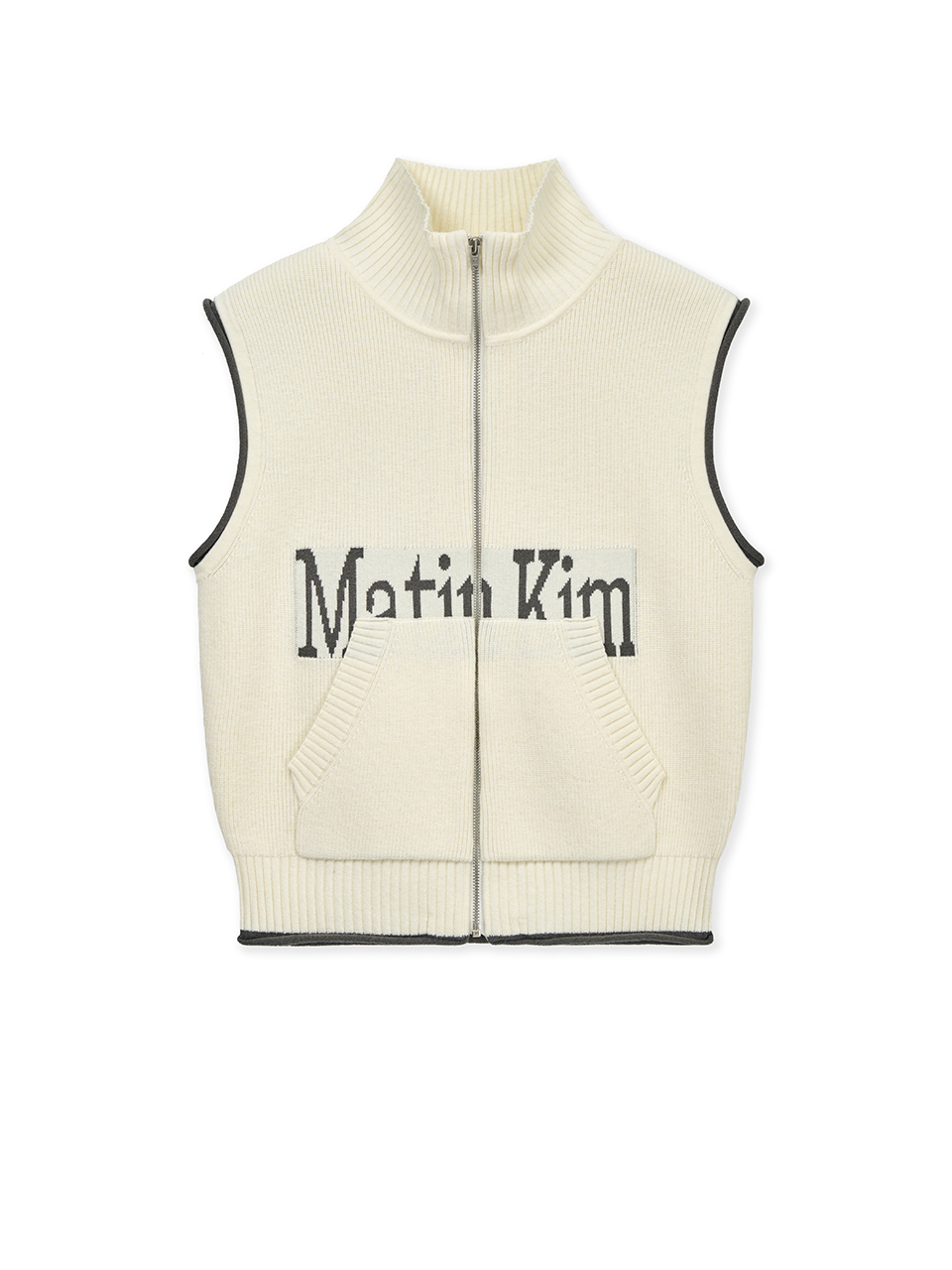 Matin Kim字母設計針織拉鍊背心 象牙白