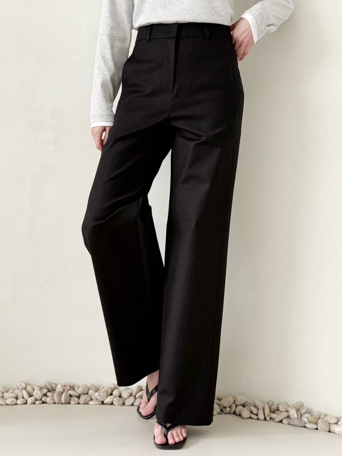 簡約感修身挺版直筒西裝褲長褲-S-M / 2色