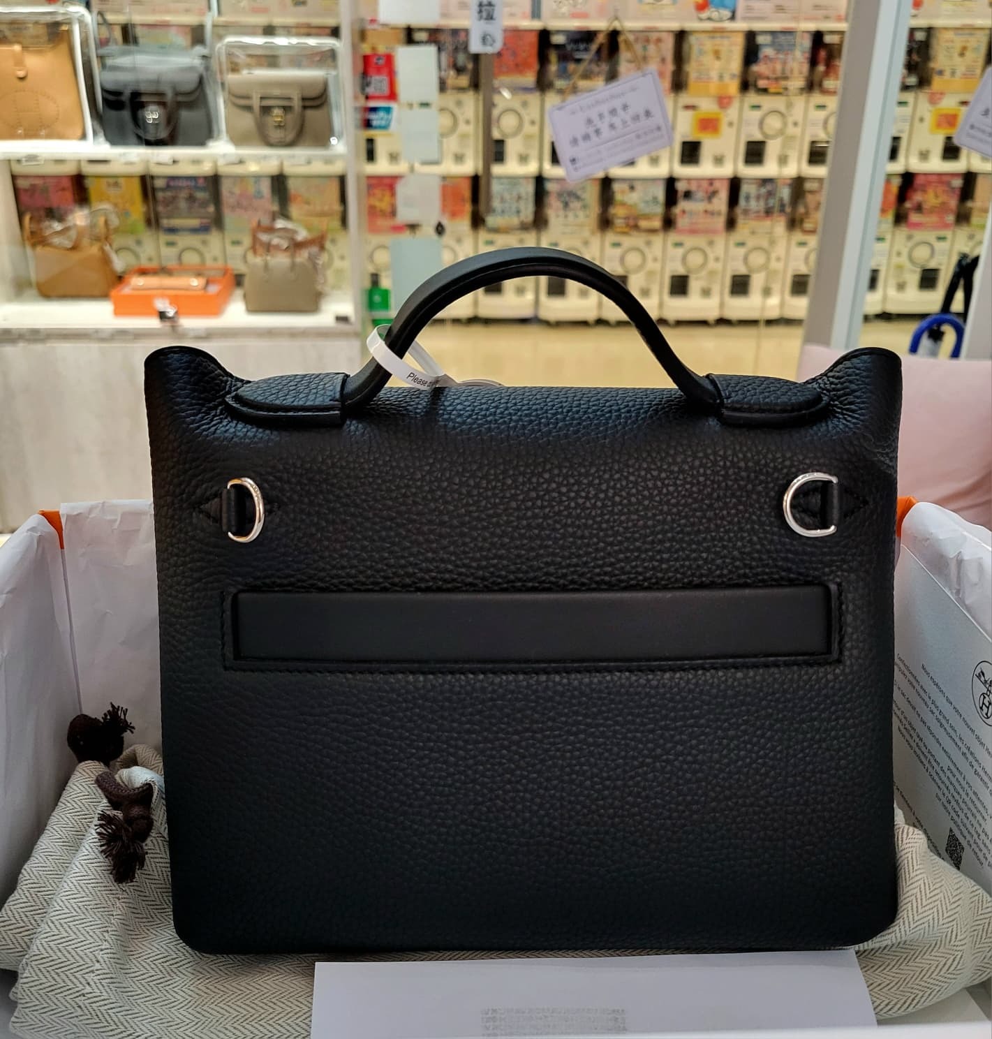 HERMES MINI 2424 NOIR CK TOGO/SWIFT 黑銀