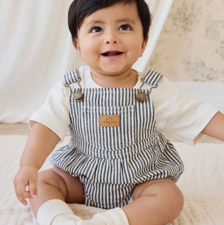 （預購）JAMIEKAY 條紋吊帶包屁衣 Pax Playsuit - Sailor Stripe Eclipse/Cloud