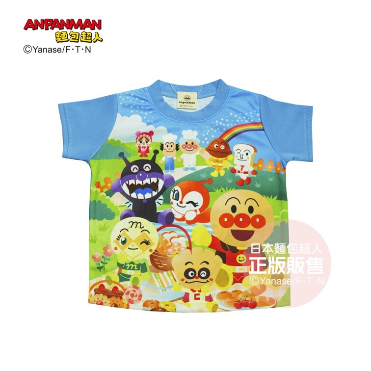 麵包超人 成員大集合機能短袖T-粉紅 、天空藍 (80、90 、100cm)