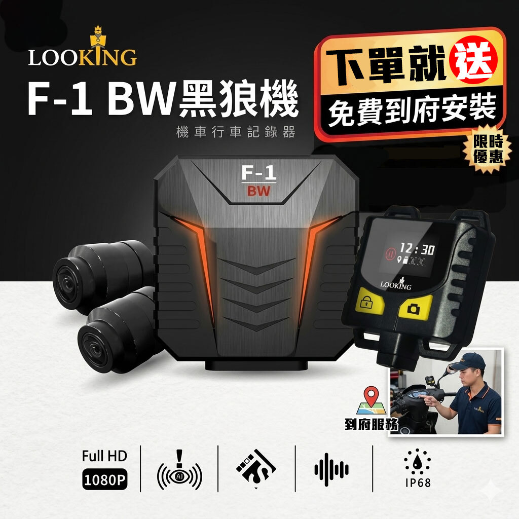 【F-1 BW 黑狼二代】AI智能偵測異常技術、主動式降噪收音