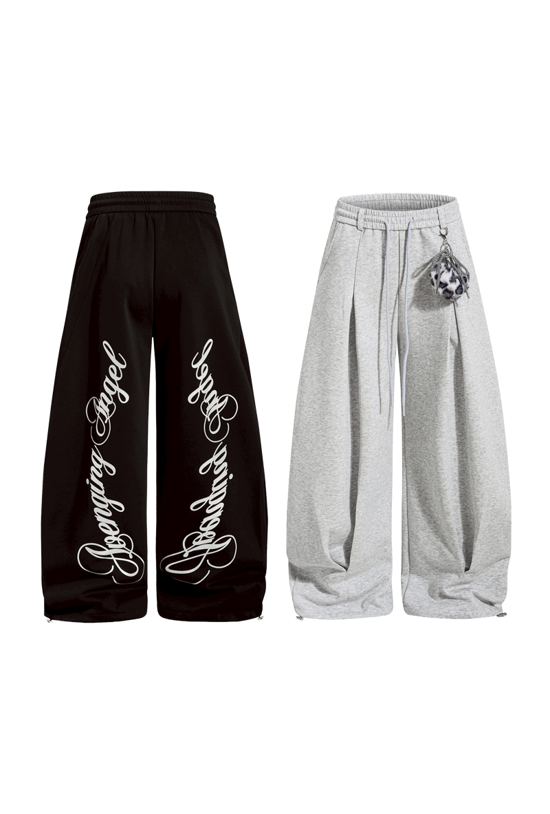 美式字體彎刀棉褲