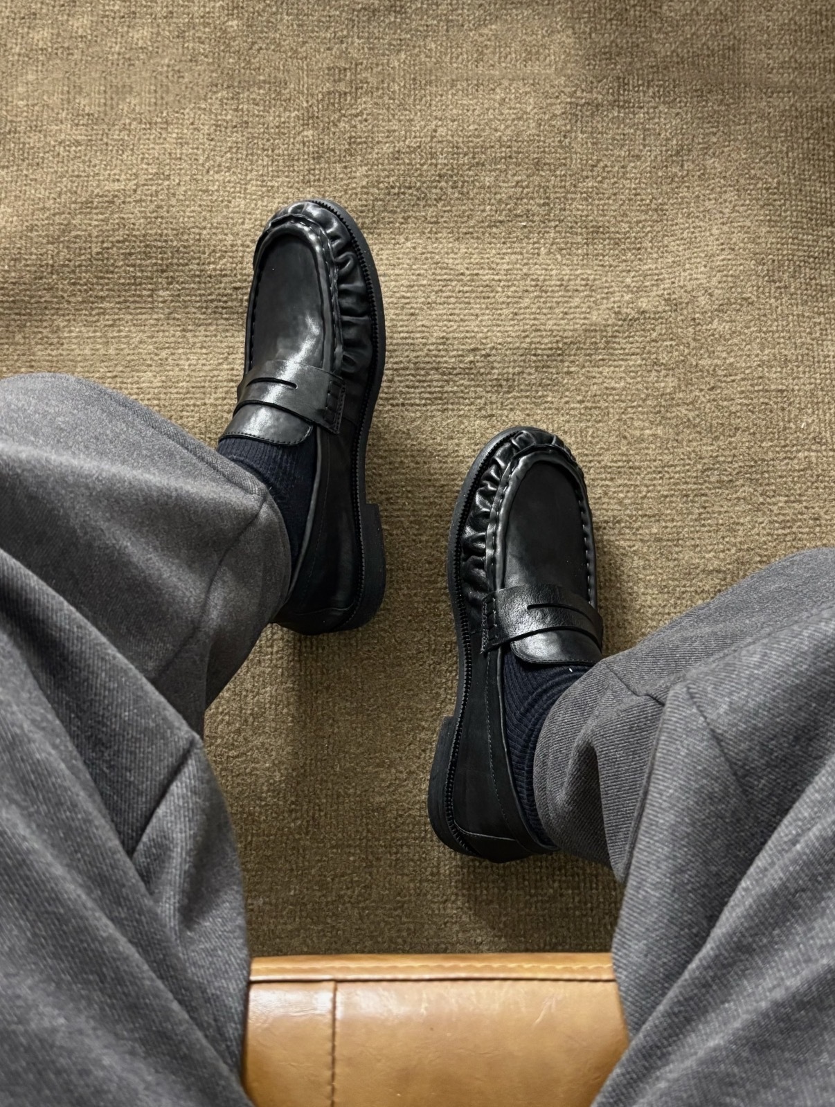 【代購】Washed Crinkled Leather Shoes 水洗褶皺樂福鞋