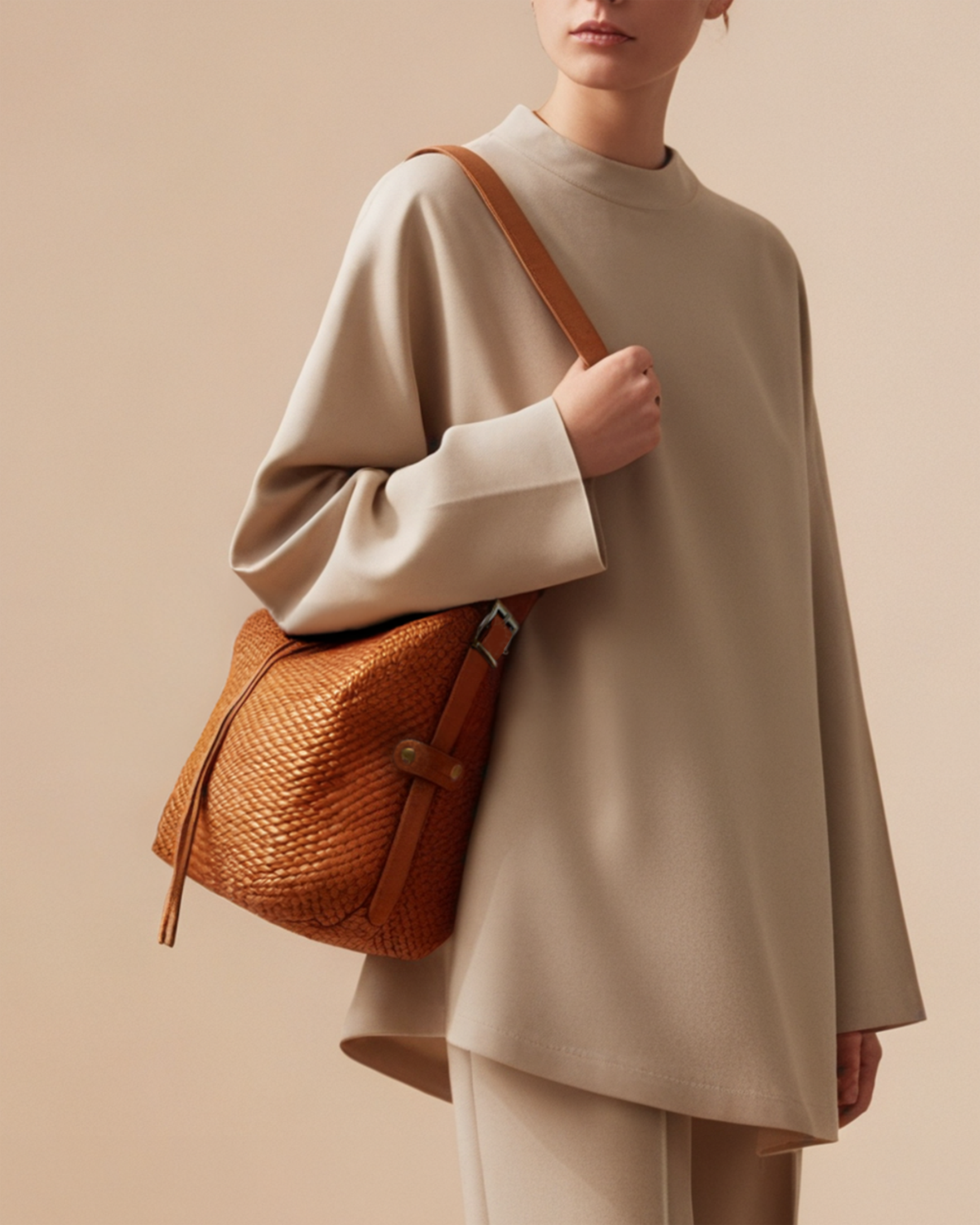 CODA 細編織蝴蝶結肩背包 棕色