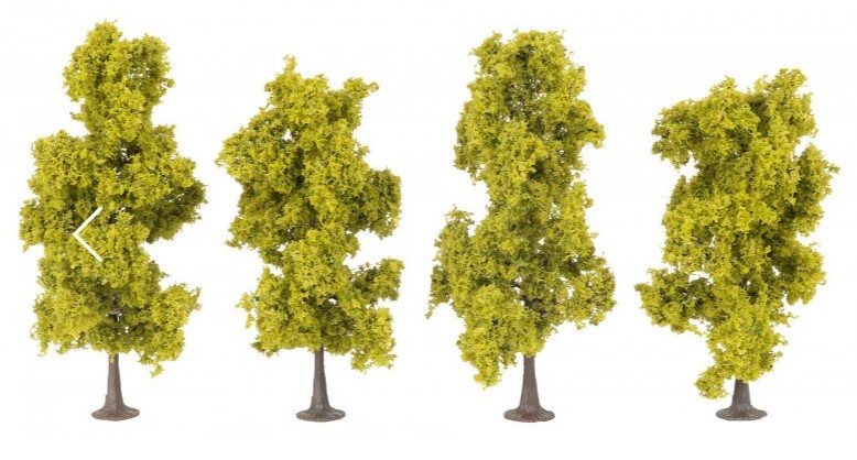 Faller 181579 四棵落葉喬木，淺綠色