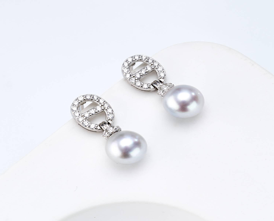 E63 "海水真多麻珍珠豬鼻子耳環 （HSES003EQ-639）" $568