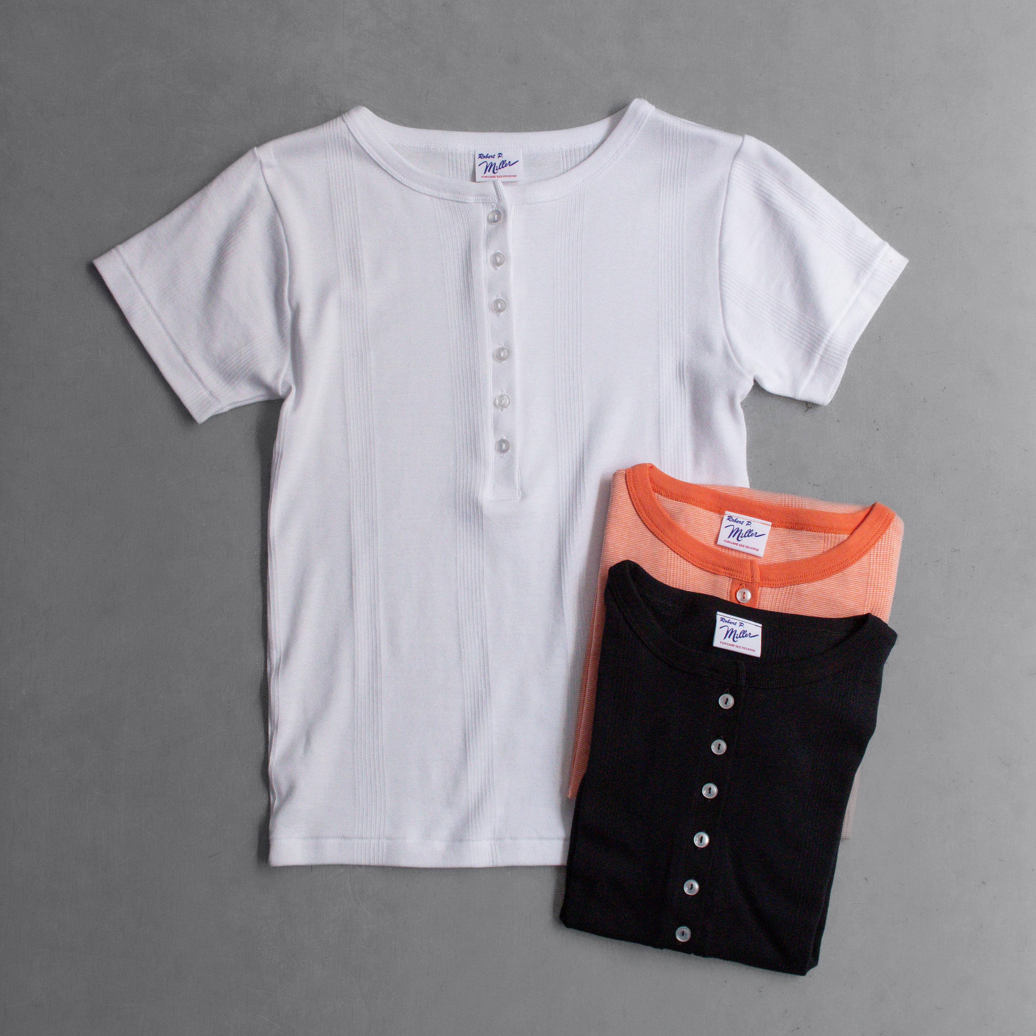 ROBERT P MILLER 864C HENLEY NECK TEE 亨利領 螺紋 短袖 T恤