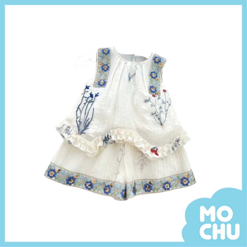 珠花刺繡無袖套裝(送帽子)