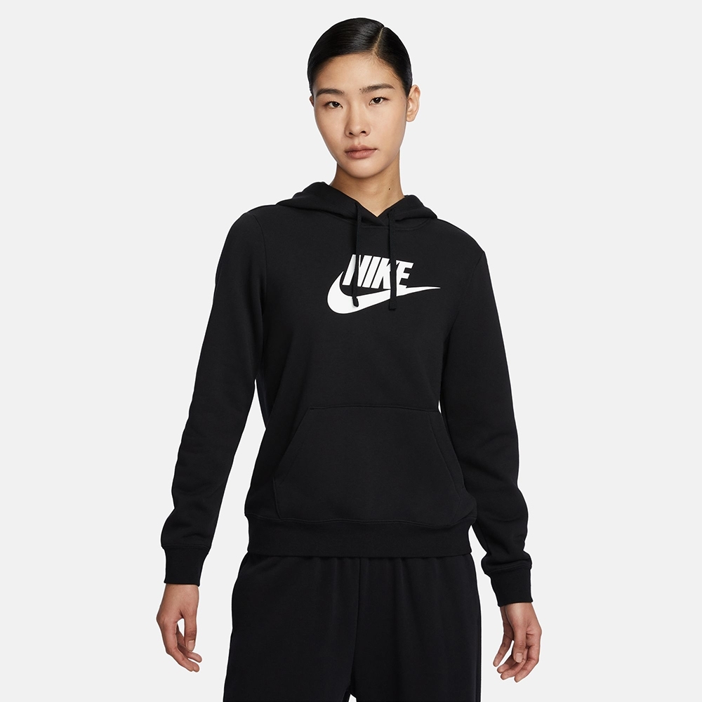 NIKE 帽T Club FLC GX STD PO HD 黑 刷毛 基本款 長袖 女 DQ5776-010