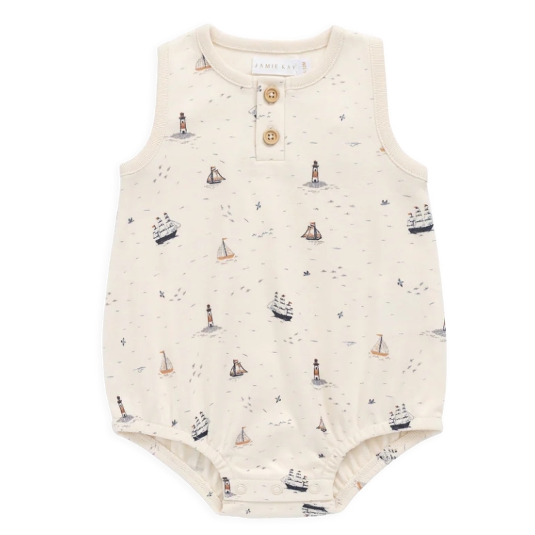 （預購）JAMIEKAY 航海印花連身衣 Organic Cotton Rupert Onepiece - Sailing Day