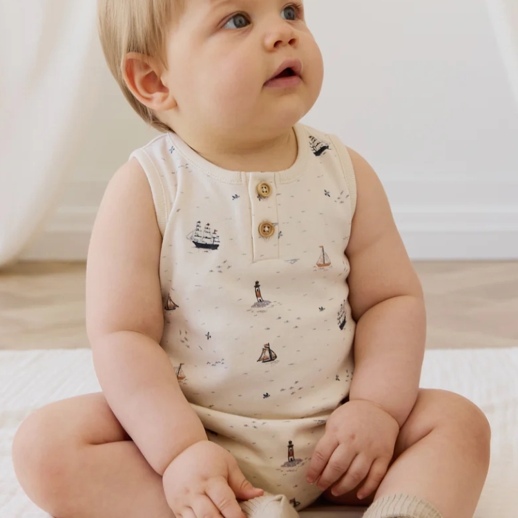 （預購）JAMIEKAY 航海印花連身衣 Organic Cotton Rupert Onepiece - Sailing Day