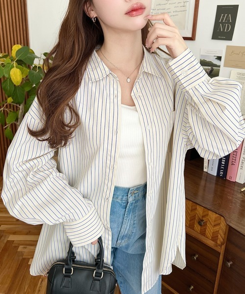 日本🇯🇵連線 Moment+ 經典百搭條紋長袖襯衫 條紋 寬鬆 長袖 襯衫 外套 外搭 罩衫 3色(任買兩件7-11免運)/預購