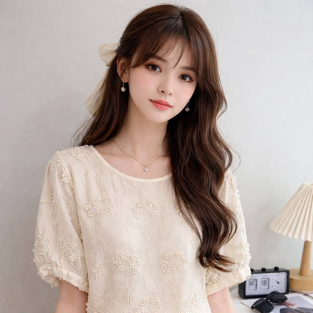 A8051-立體繡花雪紡上衣