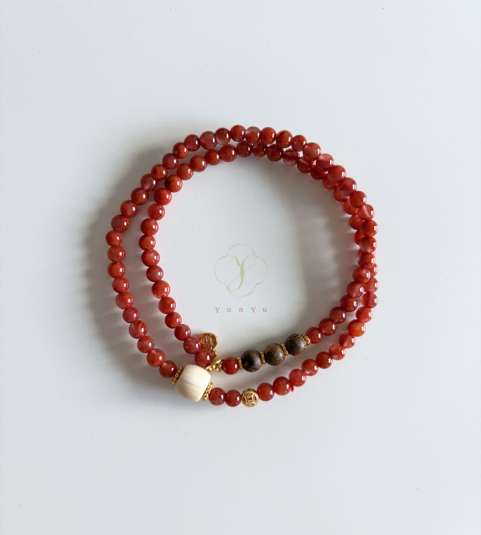 南紅雙圈配象牙