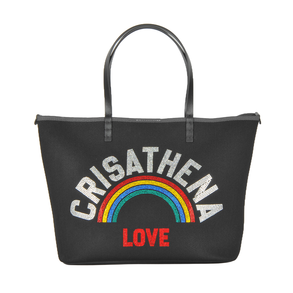 0328CA14-CRTNA-Crisathena Glam Rainbow Love 中手提袋 黑色/ 粉紅色 (A14)