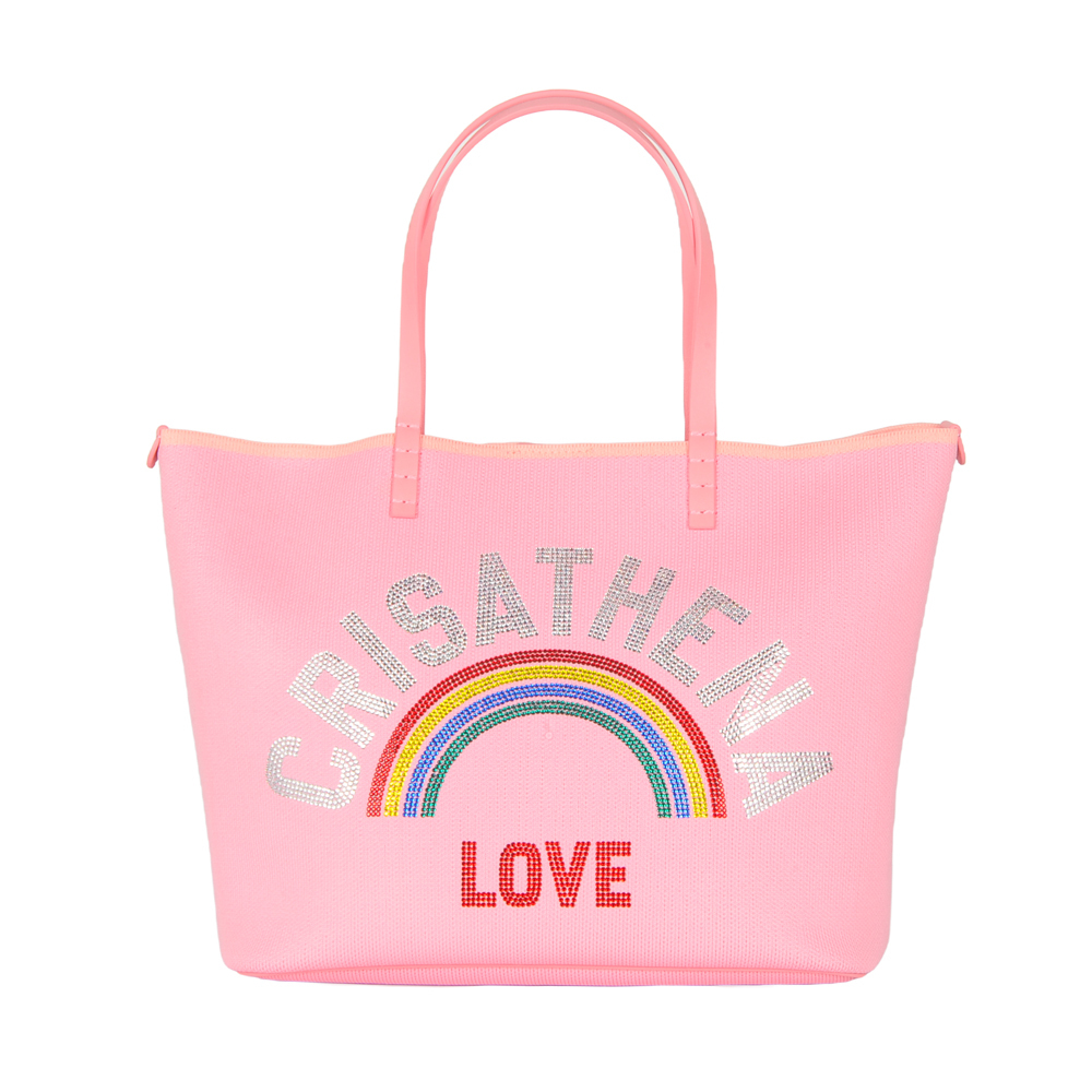 0328CA14-CRTNA-Crisathena Glam Rainbow Love 中手提袋 黑色/ 粉紅色 (A14)