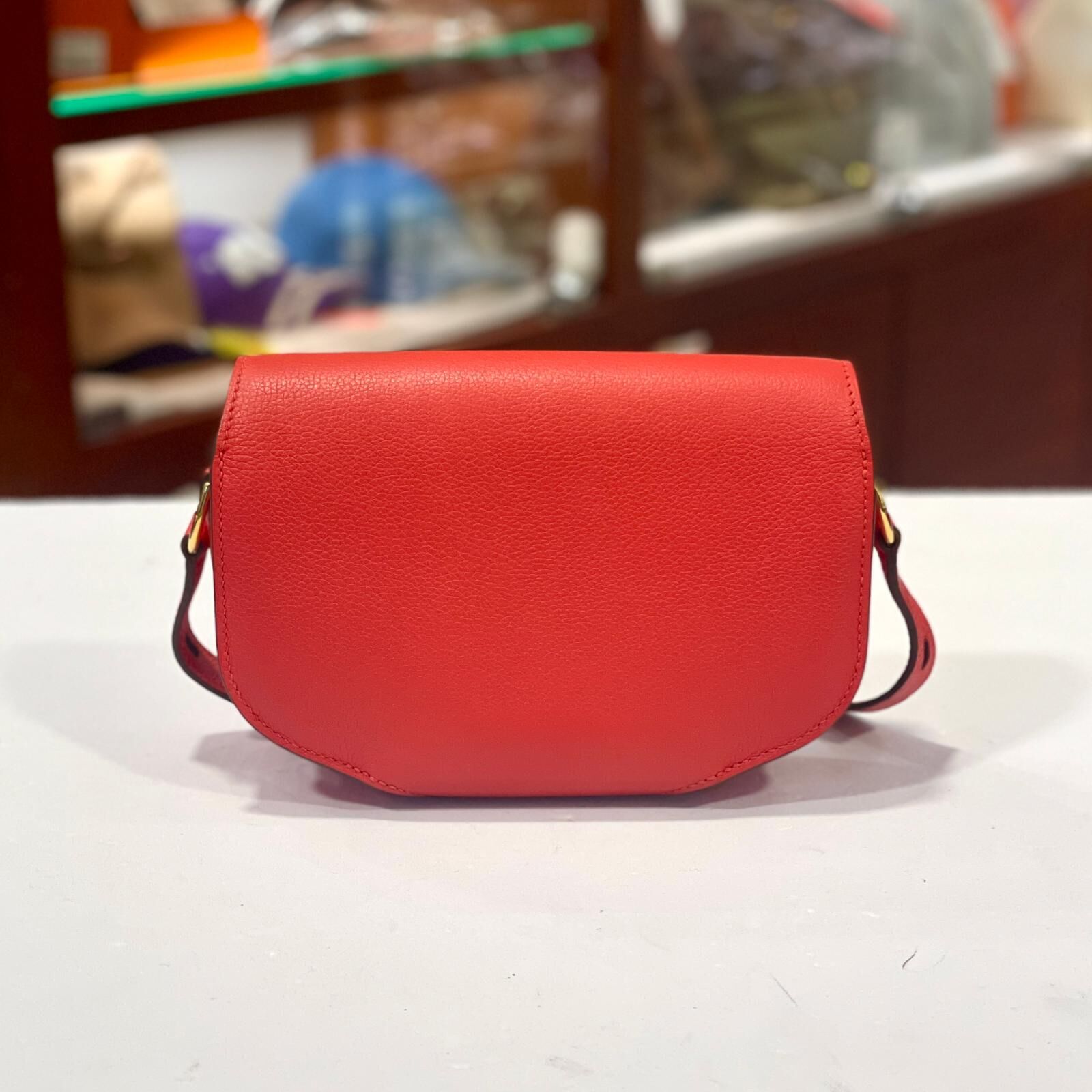 98%NEW二手HERMES CHERCHE MIDI MINI A刻 S5/TOMATE EVERCOLOR 番茄紅金扣 #愛馬仕豬鼻包 #香榭站正品