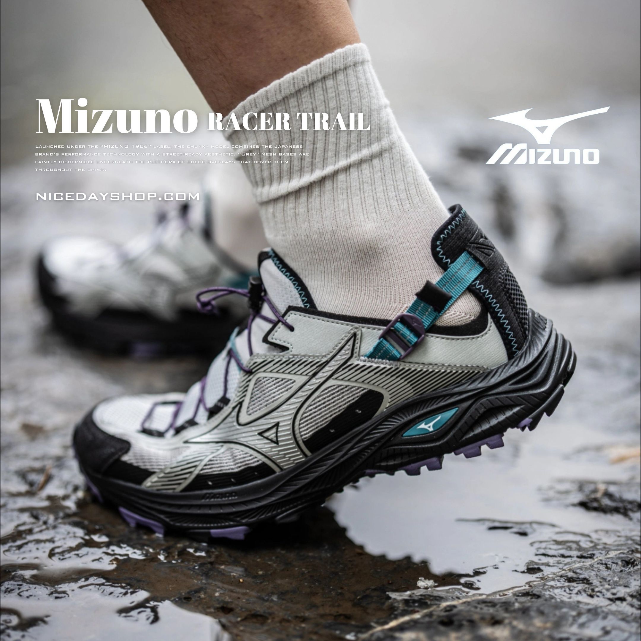 NICEDAY 代購 Mizuno Racer Trail SE V2 白 山系 南極 灰 機能 D1GH261203