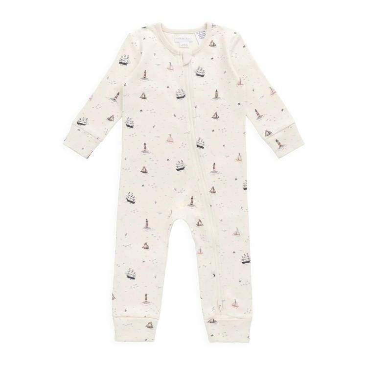 （預購）JAMIEKAY 航海印花前拉鍊連身褲 Organic Cotton Reese Zip Onepiece - Sailing Day