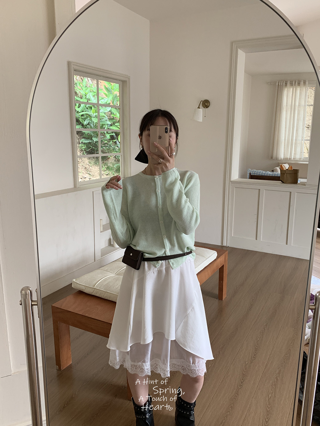 (G12)搭什麼都韓的蕾絲拼接半裙-1色