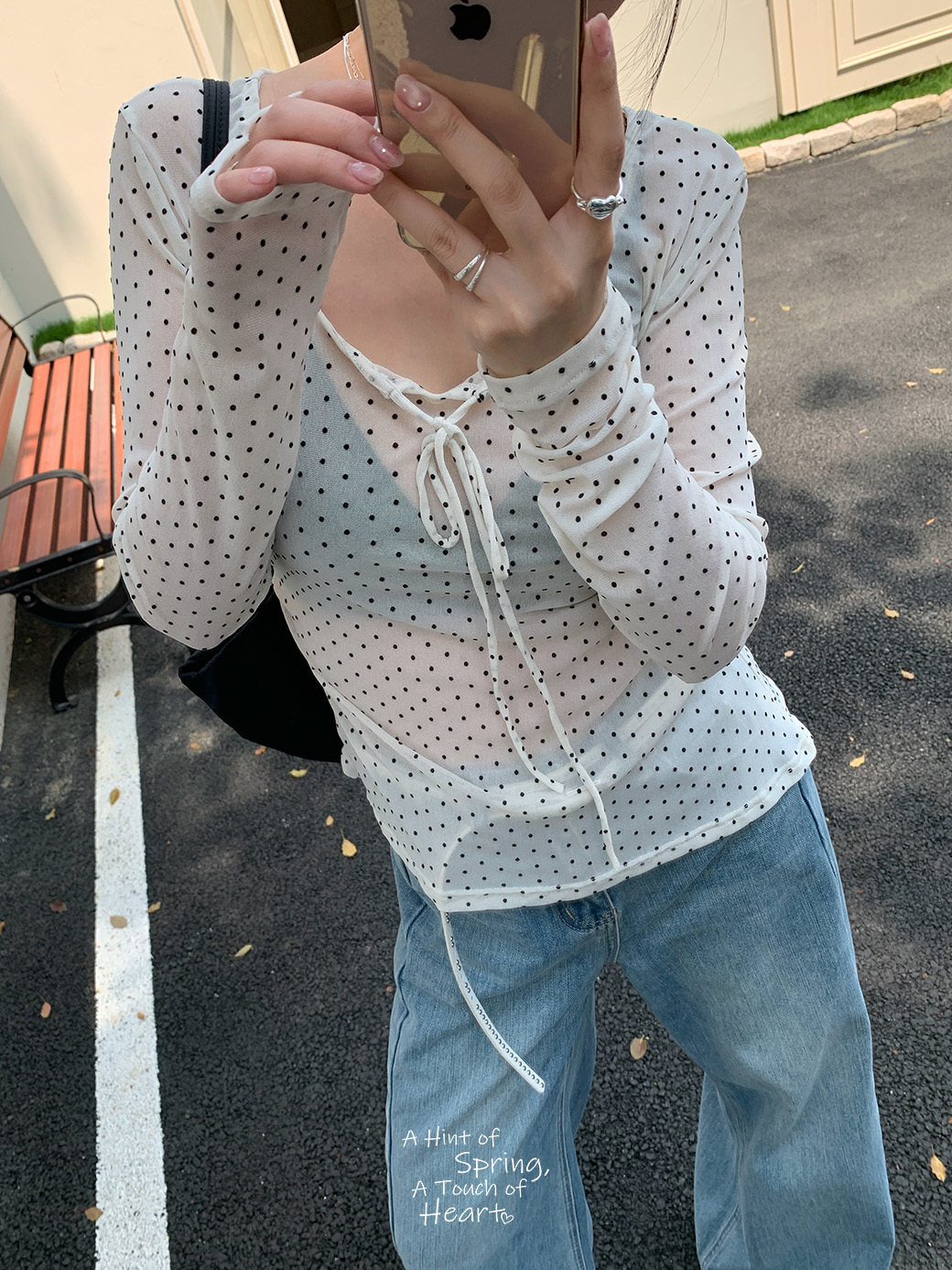 (G10)透膚波點上衣-1色