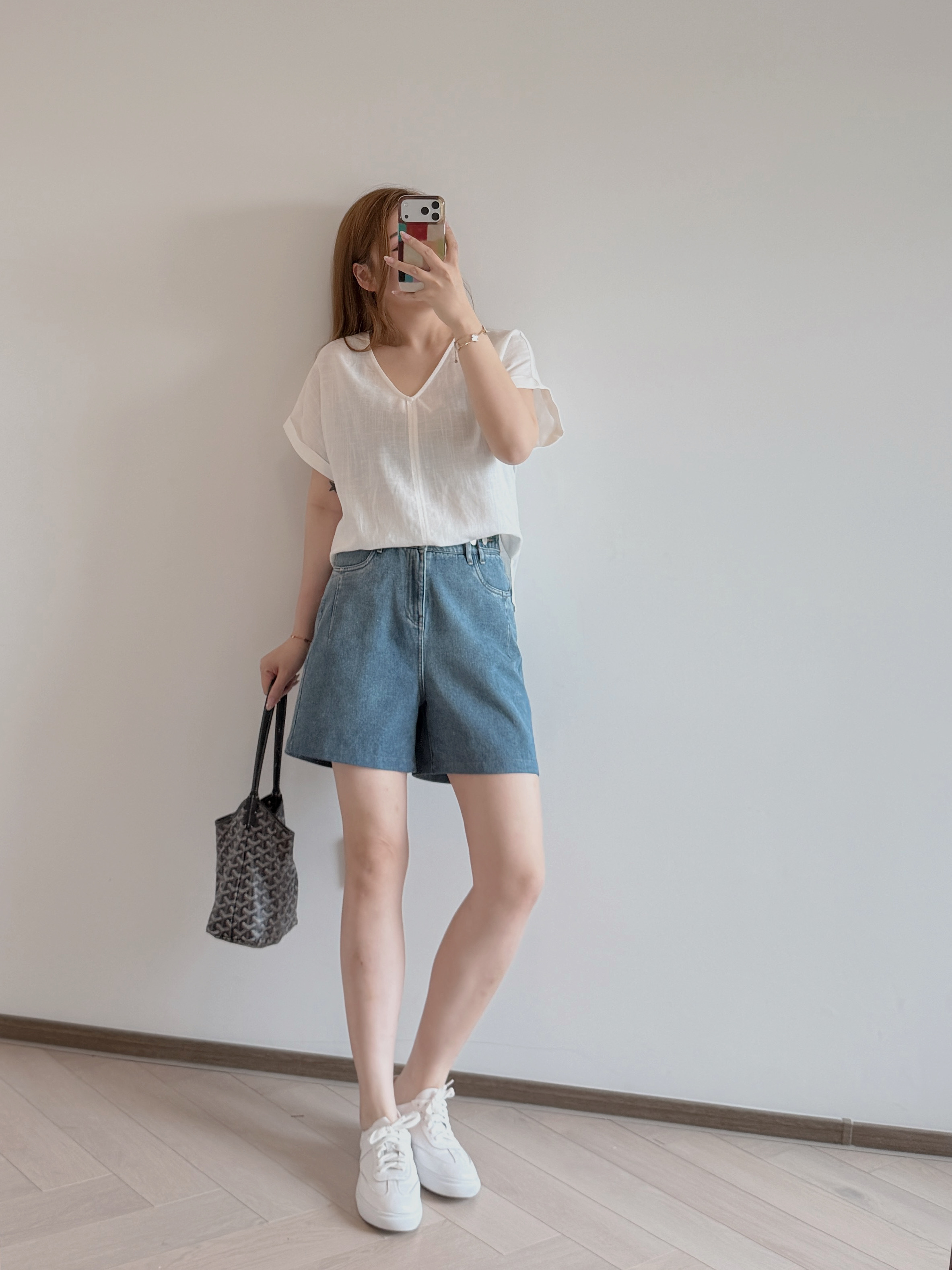 預售 7398 簡約V領亞麻短袖Top