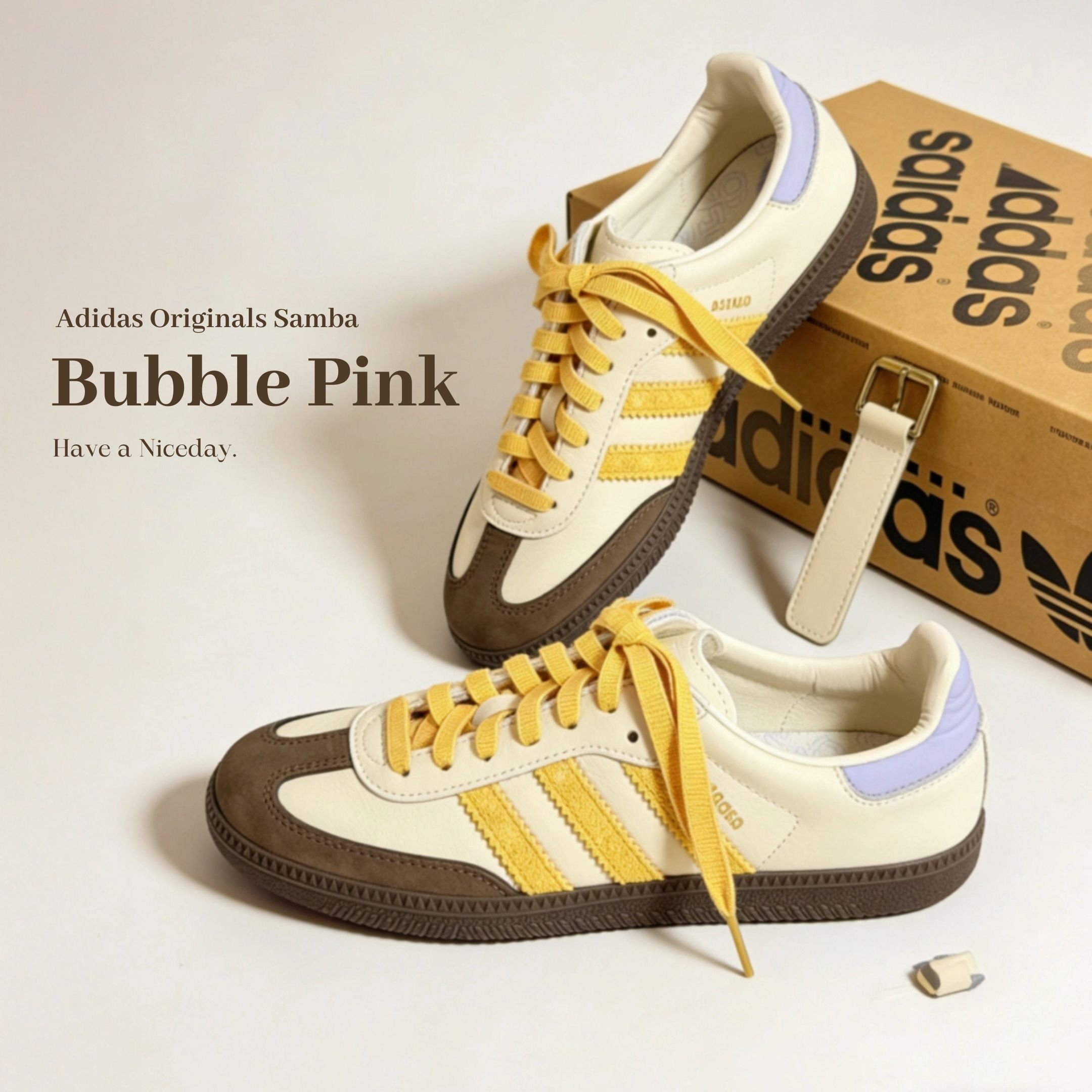 NICEDAY 代購 Adidas Samba OG 黃 米白 咖啡 焦糖 白黃 麂皮 皮革 德訓 IE0875