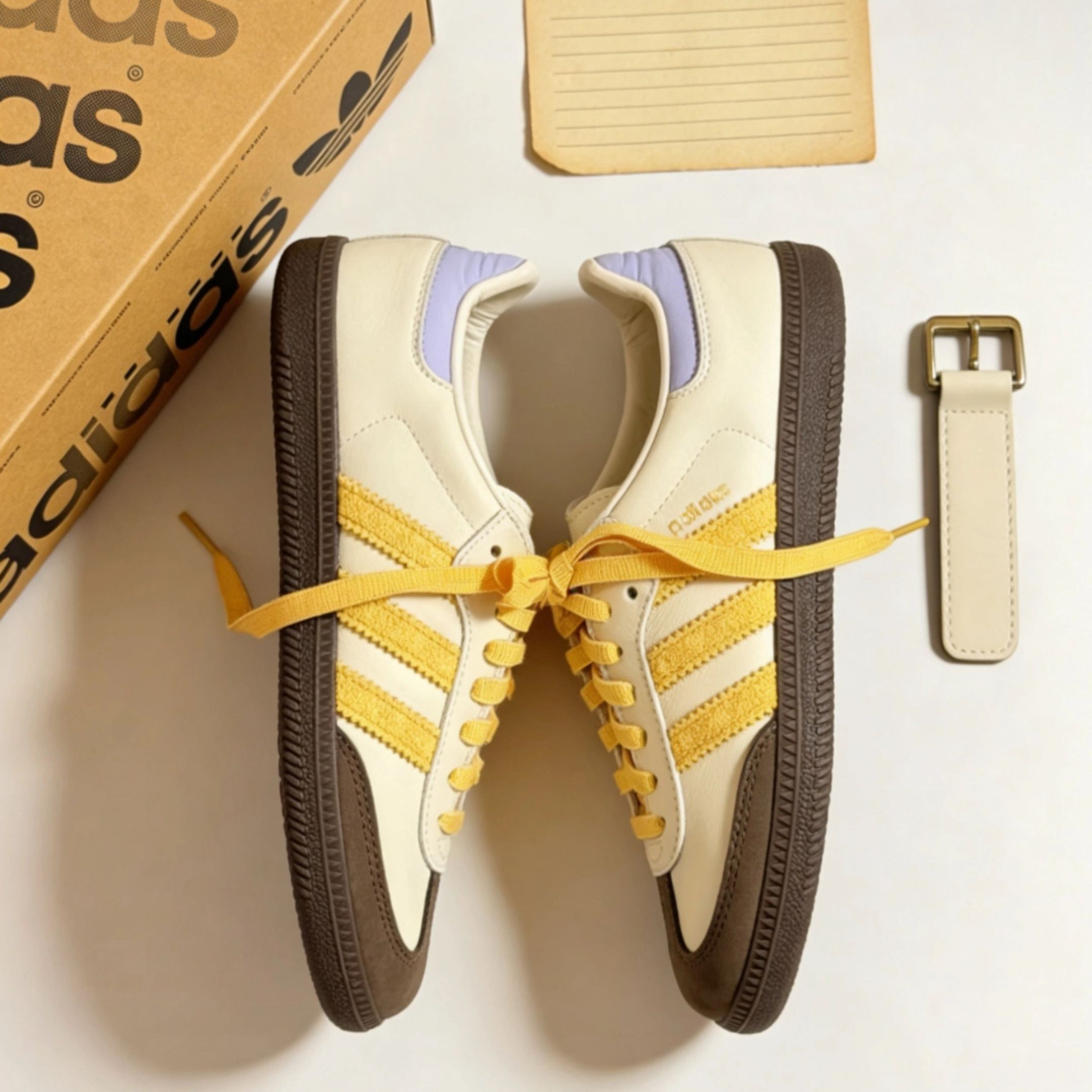 NICEDAY 代購 Adidas Samba OG 黃 米白 咖啡 焦糖 白黃 麂皮 皮革 德訓 IE0875