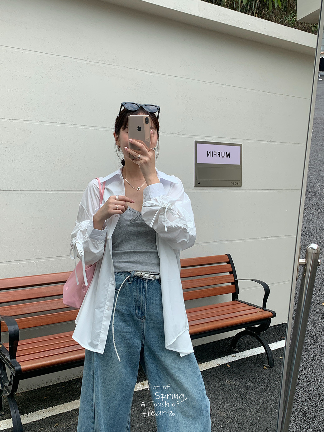 (G07)手袖抽繩設計少女襯衫-3色