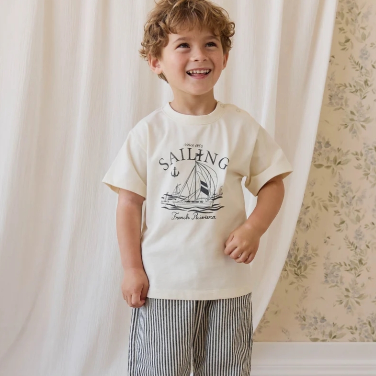 （預購）JAMIEKAY 帆船短袖上衣 Organic Cotton Bjorn Tee - French Riviera Eclipse