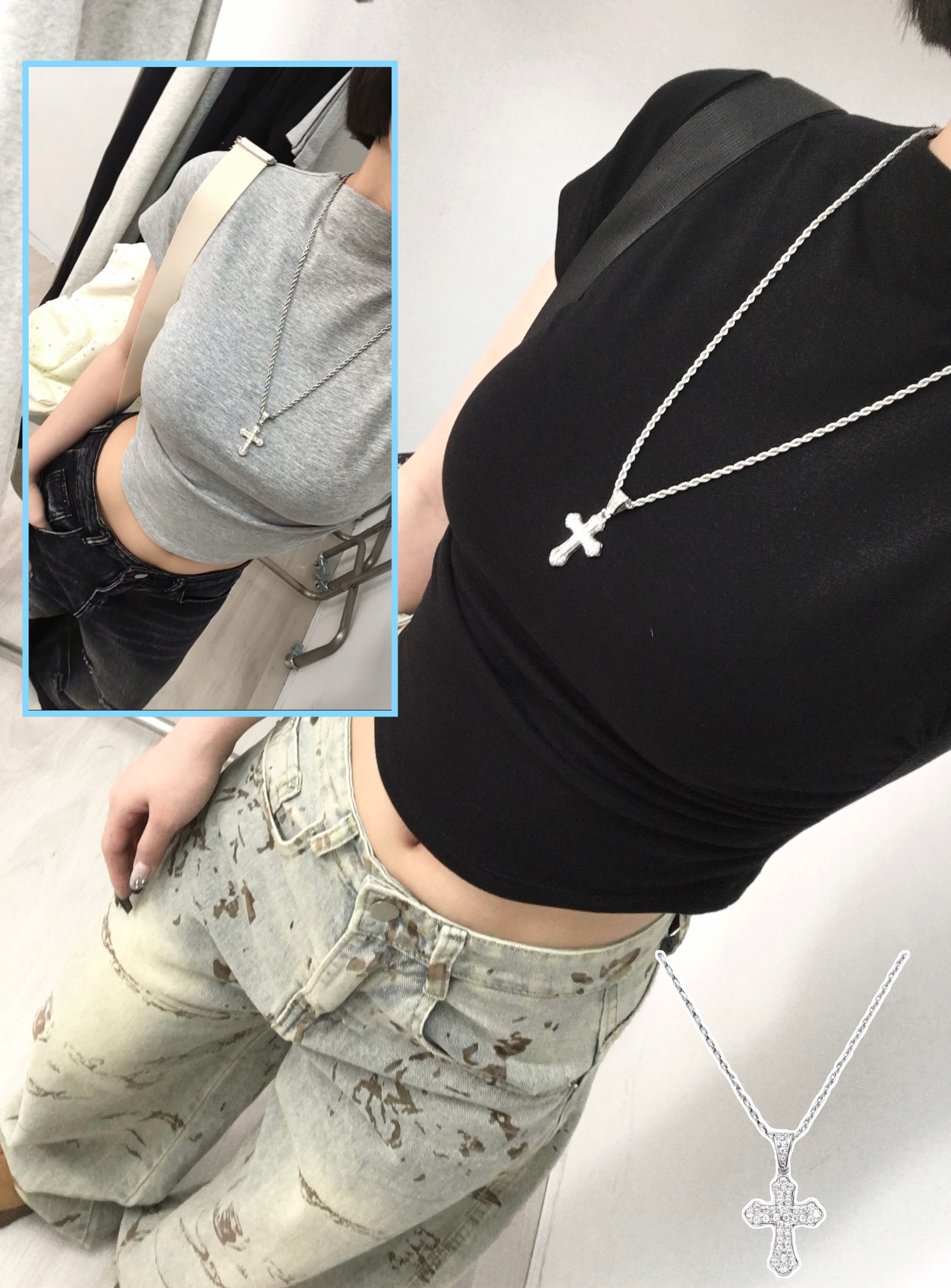 NEW 闆娘自留款 熱銷破百條🔥滿鑽十字架✝️項鍊