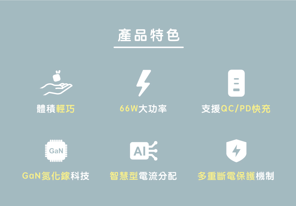 Maktar 66W GaN 印花樂聯名【 小菊花磚 】充電器 口袋快充 3孔快充