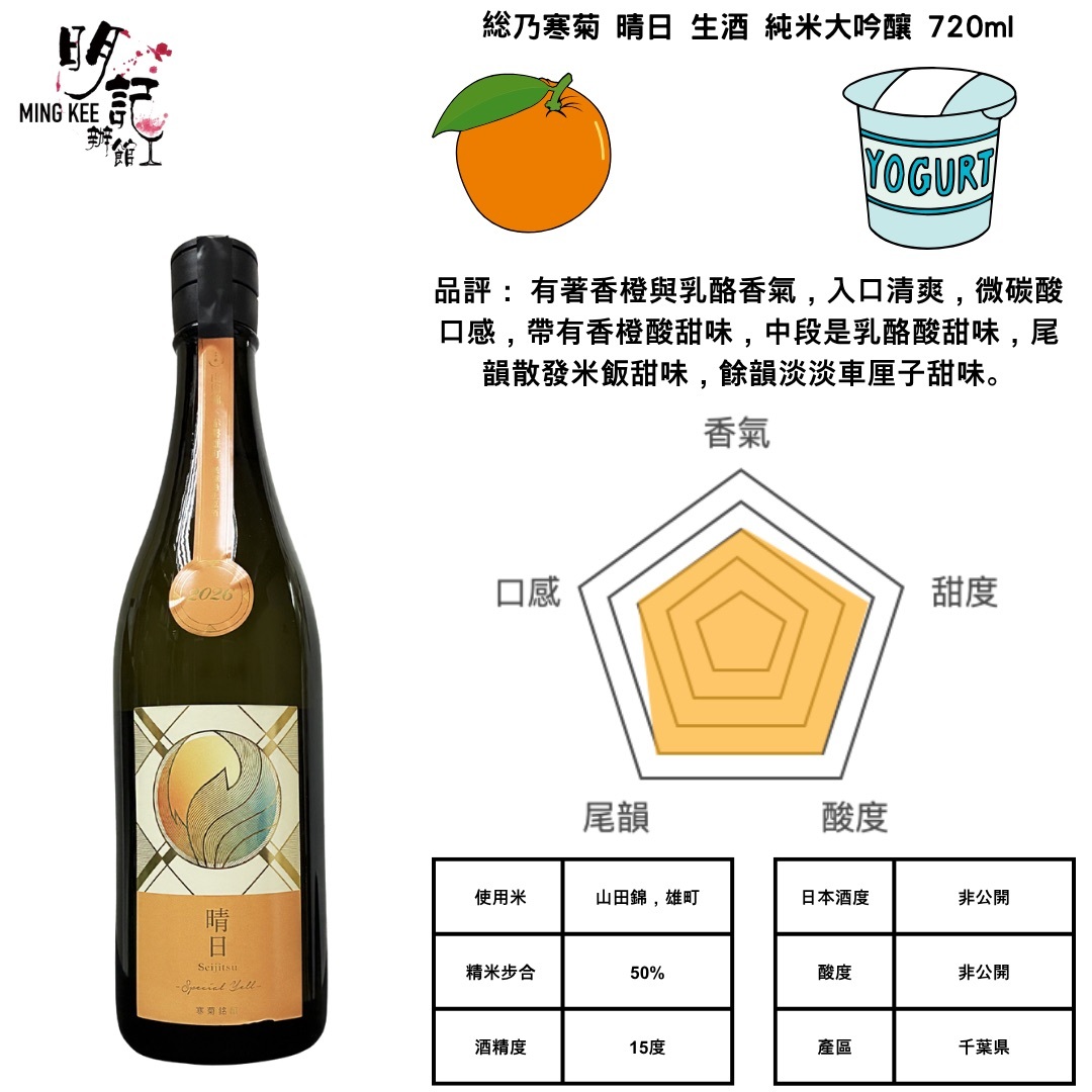 寒菊 晴日 Special Yell 山田錦 x 赤磐雄町 純米大吟釀 無濾過生原酒 720ml