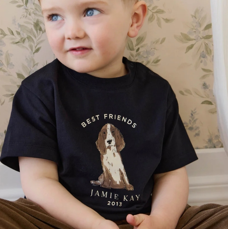 （預購）JAMIEKAY 長耳狗短袖上衣 Organic Cotton Bjorn Tee - Dark Navy Best Friends