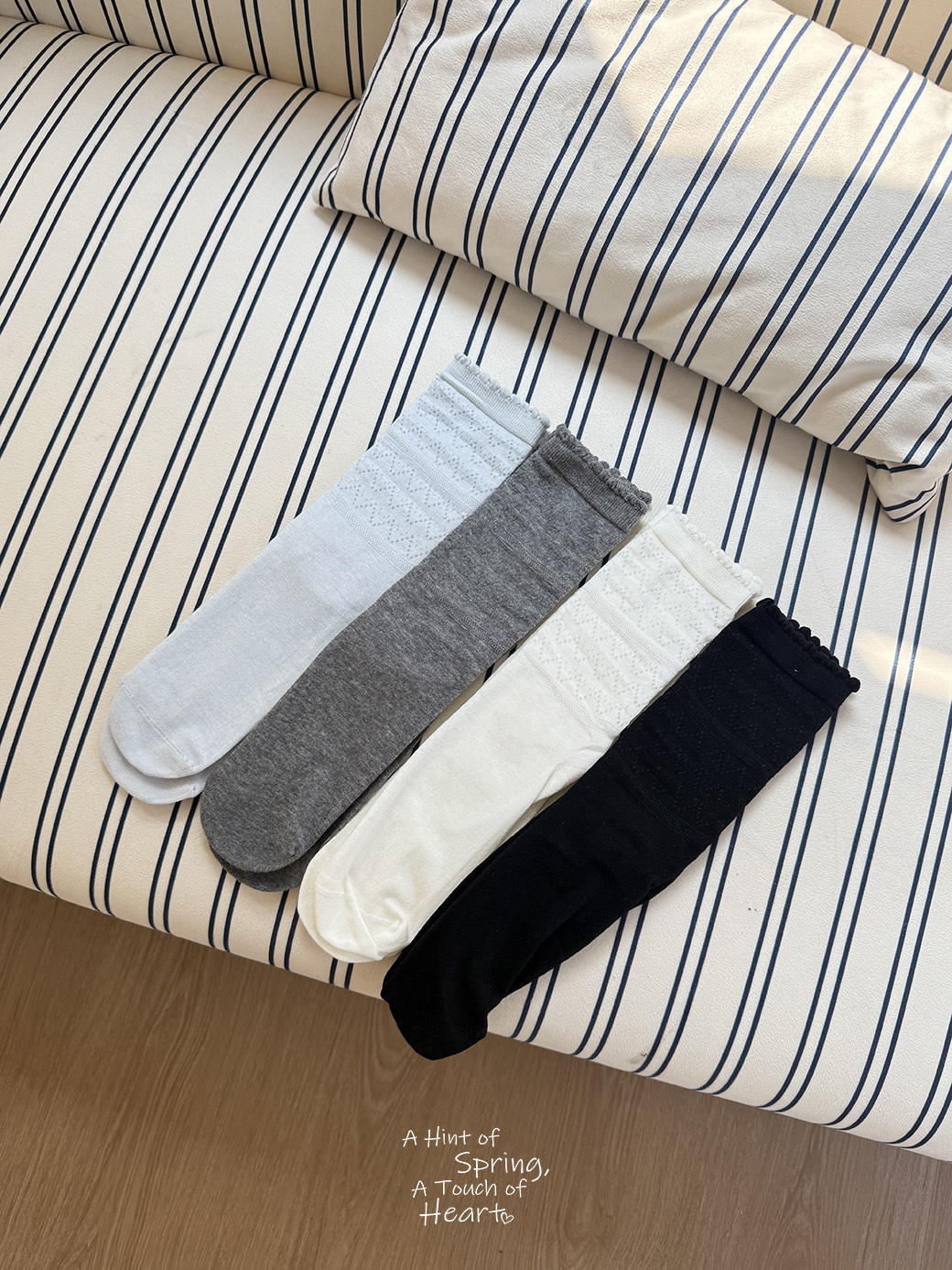 (G01)春夏鈎花感中筒棉襪-4色一組