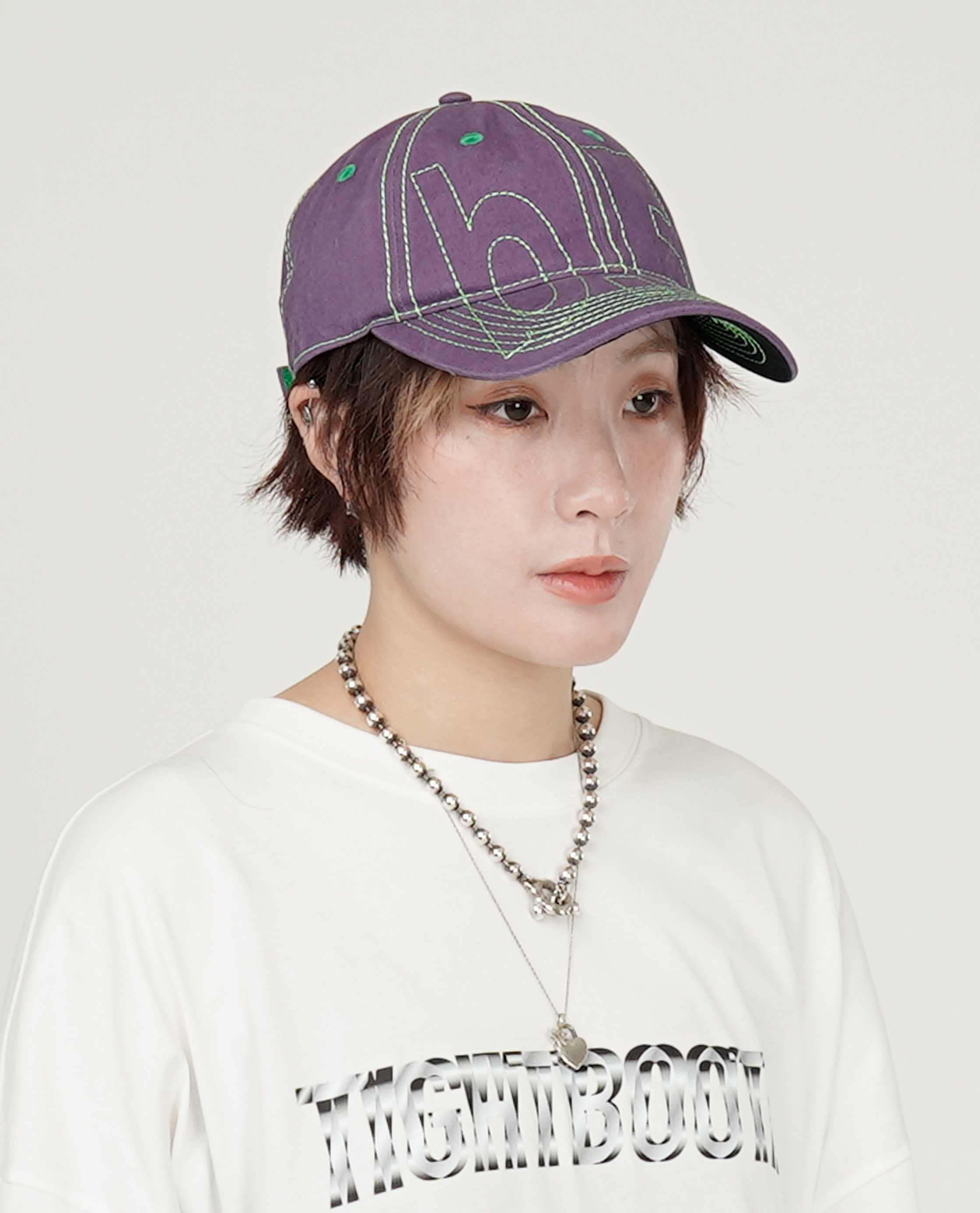 b.Eautiful Vapor 6 Panel Hat (Washed Purple / Lime) - Collection*15