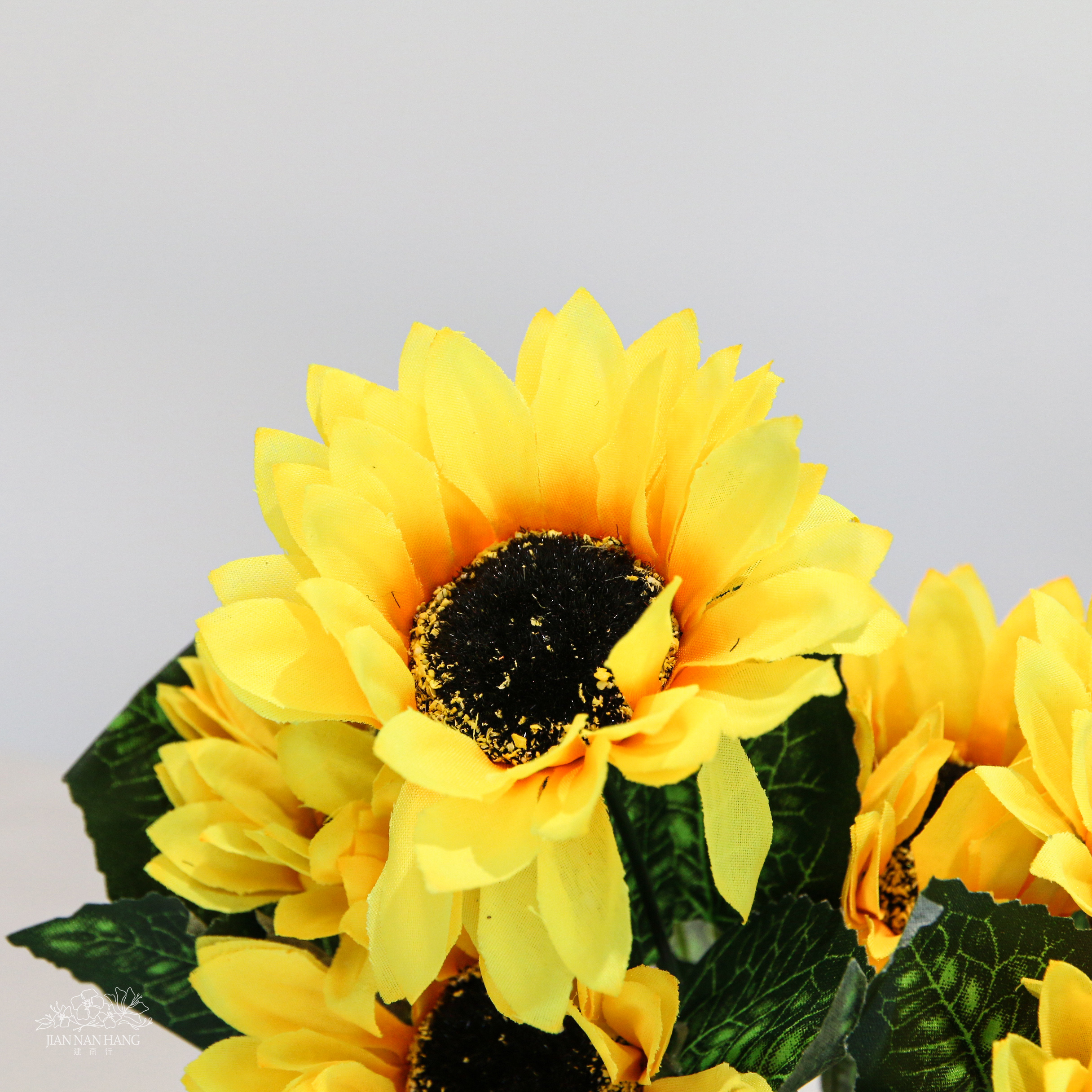 人造花 7頭向日葵 淺黃